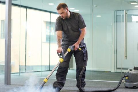 cleaning professional cleaning carpet with steamer